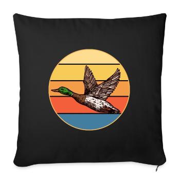 Niedliche Ente Vintage Retro Sonnenuntergang Tierliebhaber Design - Sofakissenbezug 45 x 45 cm - Schwarz - Vorne