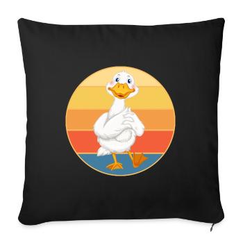 Niedliche Ente Vintage Retro Sonnenuntergang Tierliebhaber Design - Sofakissenbezug 45 x 45 cm - Schwarz - Vorne