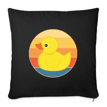 Niedliche Ente Vintage Retro Sonnenuntergang Tierliebhaber Design - Sofakissenbezug 45 x 45 cm - Schwarz - Vorne