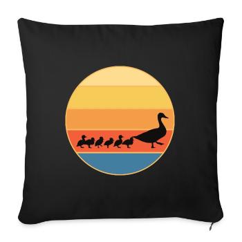 Niedliche Ente Vintage Retro Sonnenuntergang Tierliebhaber Design - Sofakissenbezug 45 x 45 cm - Schwarz - Vorne