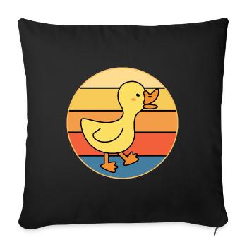 Niedliche Ente Vintage Retro Sonnenuntergang Tierliebhaber Design - Sofakissenbezug 45 x 45 cm - Schwarz - Vorne