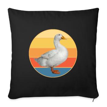 Niedliche Ente Vintage Retro Sonnenuntergang Tierliebhaber Design - Sofakissenbezug 45 x 45 cm - Schwarz - Vorne