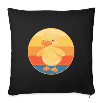 Niedliche Ente Vintage Retro Sonnenuntergang Tierliebhaber Design - Sofakissenbezug 45 x 45 cm - Schwarz - Vorne