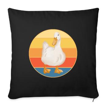 Niedliche Ente Vintage Retro Sonnenuntergang Tierliebhaber Design - Sofakissenbezug 45 x 45 cm - Schwarz - Vorne