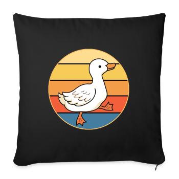 Niedliche Ente Vintage Retro Sonnenuntergang Tierliebhaber Design - Sofakissenbezug 45 x 45 cm - Schwarz - Vorne