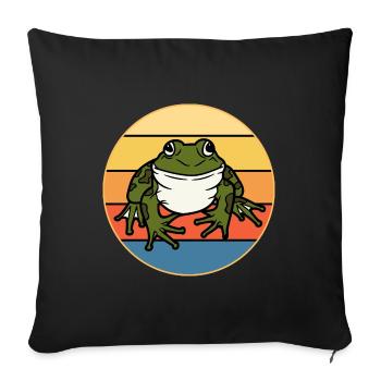 Mignon Grenouille Vintage Rétro Coucher de Soleil Animal Lover - Housse de coussin décorative 45 x 45 cm - noir - Devant