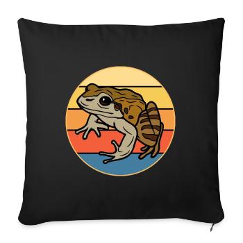 Mignon Grenouille Vintage Rétro Coucher de Soleil Animal Lover - Housse de coussin décorative 45 x 45 cm - noir - Devant