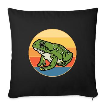 Grenouille mignonne Vintage rétro coucher de soleil amoureux des animaux - Housse de coussin décorative 45 x 45 cm - noir - Devant