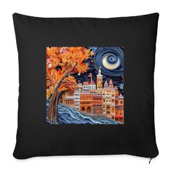 Ville du papier - Housse de coussin décorative 45 x 45 cm - noir - Devant