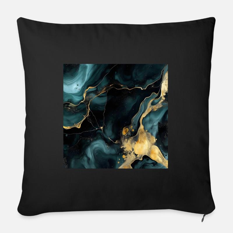 Texture de pierre naturelle en marbre - Housse de coussin décorative 45 x 45 cm - noir
