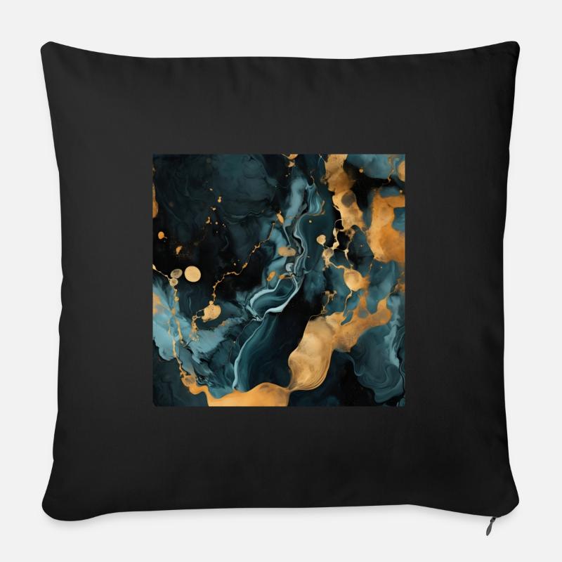 Marbre Pierre Naturelle Texture Bleu - Housse de coussin décorative 45 x 45 cm - noir