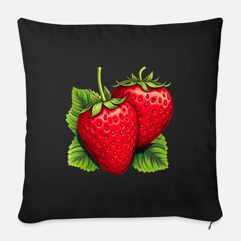 Erdbeere Erdbeeren für einen Erdbeer Liebhaber - Sofakissenbezug 45 x 45 cm - Schwarz