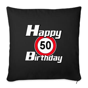 50th Birthday , 50 Years , Happy Birthday 50 (25) - Sofa pillowcase 17,3'' x 17,3'' (45 x 45 cm) - black - Front