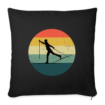 Ski de fond Classique Ski de fond - Housse de coussin décorative 45 x 45 cm - noir - Devant