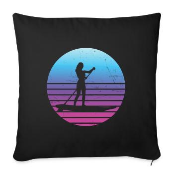Stand up Paddle Pour Femmes Stand up Paddle - Housse de coussin décorative 45 x 45 cm - noir - Devant