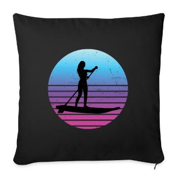 Standup Paddle Femme Sup Standup Paddle - Housse de coussin décorative 45 x 45 cm - noir - Devant