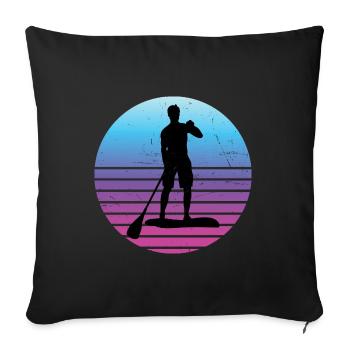Standup Paddle Standup Paddleboard Femmes Hommes - Housse de coussin décorative 45 x 45 cm - noir - Devant