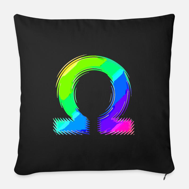 Oméga| icône | Alphabet grec - Housse de coussin décorative 45 x 45 cm - noir