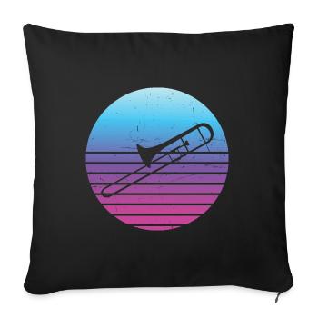 Brass Band Ladies Gentlemen Tromboniste Trombone - Housse de coussin décorative 45 x 45 cm - noir - Devant
