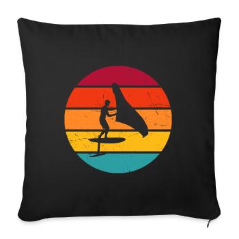 Women Men wingsurf hydrofoil foilwing wingsurfe - Sofa pillowcase 17,3'' x 17,3'' (45 x 45 cm) - black - Front