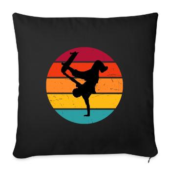 Skateboarder Skater Femmes Skateboard Hommes - Housse de coussin décorative 45 x 45 cm - noir - Devant