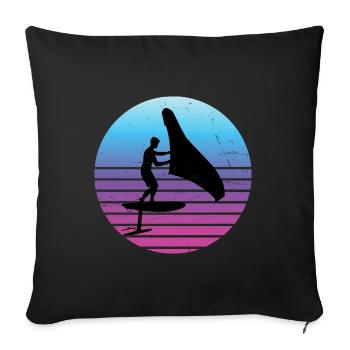 wingsurf hydrofoil wingsurfing wingfoil foilwing - Sofa pillowcase 17,3'' x 17,3'' (45 x 45 cm) - black - Front