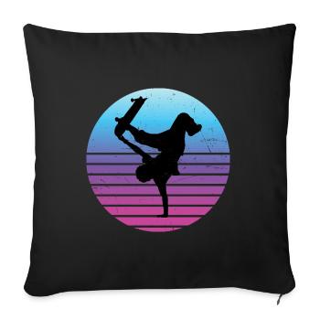 Patinage Skater Skateboarder Femmes Skateboard - Housse de coussin décorative 45 x 45 cm - noir - Devant