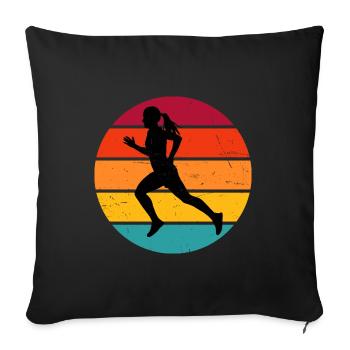 Course Jogging Course Jogging Fitness Cross Country - Housse de coussin décorative 45 x 45 cm - noir - Devant