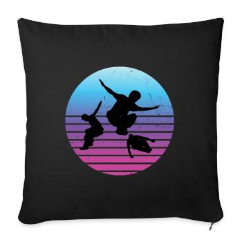 Course libre femmes Parkour masculin - Housse de coussin décorative 45 x 45 cm - noir - Devant