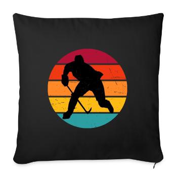 Joueur de hockey sur glace masculin Jeux de hockey sur glace - Housse de coussin décorative 45 x 45 cm - noir - Devant