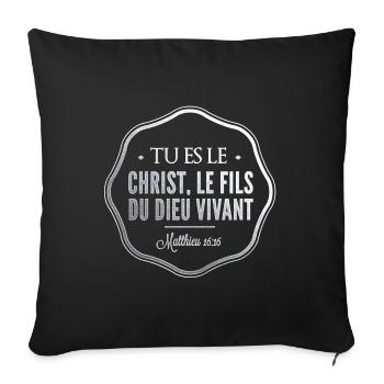 Matthieu 16:16 - Housse de coussin décorative 45 x 45 cm - noir - Devant