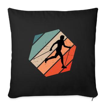 Damen Walken Herren Walking Nordic Walker - Sofakissenbezug 45 x 45 cm - Schwarz - Vorne