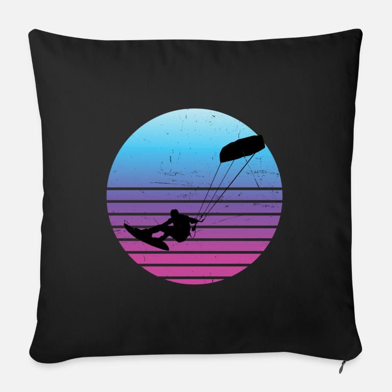 Kiten Kitesurfing Herren Kitesurfen Kite - Sofakissenbezug 45 x 45 cm - Schwarz