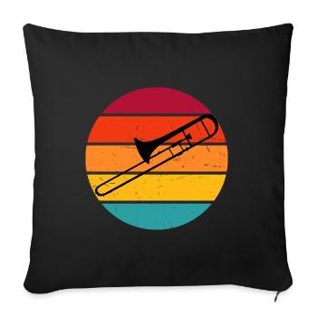 Posaunist Posaune Damen Blechbläser Trombone - Sofakissenbezug 45 x 45 cm - Schwarz - Vorne