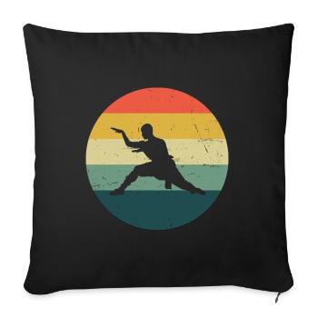 Wushu Kungfu Kung Fu pour hommes Arts martiaux féminins - Housse de coussin décorative 45 x 45 cm - noir - Devant
