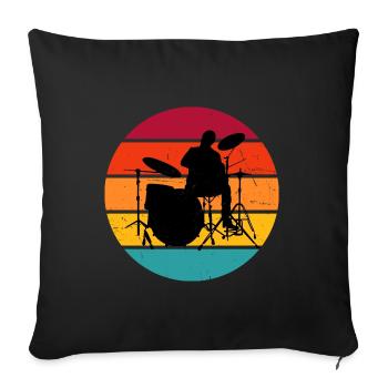 Drum Kit Drumming Women Percussionist - Sofa pillowcase 17,3'' x 17,3'' (45 x 45 cm) - black - Front