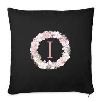 Customizable Monogram I Wreath - Sofa pillowcase 17,3'' x 17,3'' (45 x 45 cm) - black - Front