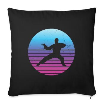 Wushu Herren Kampfsport Damen Kungfu Kung Fu - Sofakissenbezug 45 x 45 cm - Schwarz - Vorne