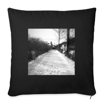 Mit Schnee bedeckter Weg - Sofakissenbezug 45 x 45 cm - Schwarz - Vorne