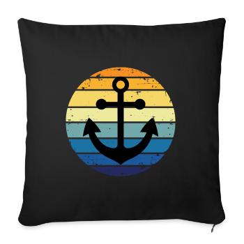 Anchor Vintage Seafaring Lake Sea Anchor - Housse de coussin décorative 45 x 45 cm - noir - Devant