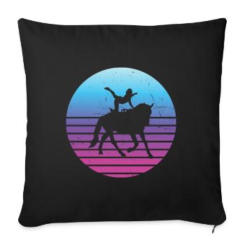 Performance du cheval, saut par équipe, exercices d’équilibre - Housse de coussin décorative 45 x 45 cm - noir - Devant