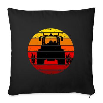 Tractor, Sunset, Farmer, Farmer, Tractor - Sofa pillowcase 17,3'' x 17,3'' (45 x 45 cm) - black - Front
