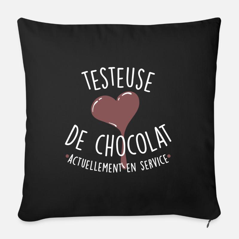 Testeuse de chocolat - Housse de coussin décorative 45 x 45 cm - noir