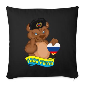 Russie Bear Fuck Poutine Ukraine Guerre - Housse de coussin décorative 45 x 45 cm - noir - Devant