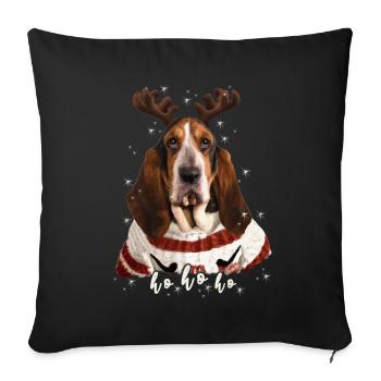 Weihnachtshund Basset - Sofakissenbezug 45 x 45 cm - Schwarz - Vorne