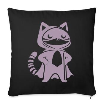 Superhero Cat Silhouette Cloak Minimalist - Sofa pillowcase 17,3'' x 17,3'' (45 x 45 cm) - black - Front
