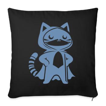 Superhero Cat Silhouette Cloak Minimalist - Sofa pillowcase 17,3'' x 17,3'' (45 x 45 cm) - black - Front