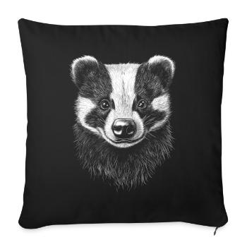 Dachs Portrait Waldtier Wald Wildtier Dachse - Sofakissenbezug 45 x 45 cm - Schwarz - Vorne
