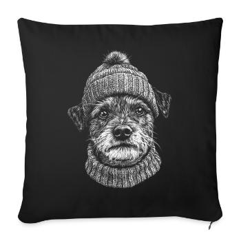 Border Terrier Bobble Hat Dog Dog - Sofa pillowcase 17,3'' x 17,3'' (45 x 45 cm) - black - Front