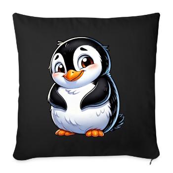 Cute shy cartoon penguin - Sofa pillowcase 17,3'' x 17,3'' (45 x 45 cm) - black - Front